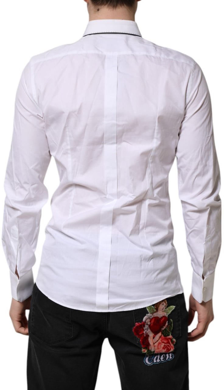 Dolce & Gabbana White Cotton GOLD Long Sleeves Formal Shirt Wit