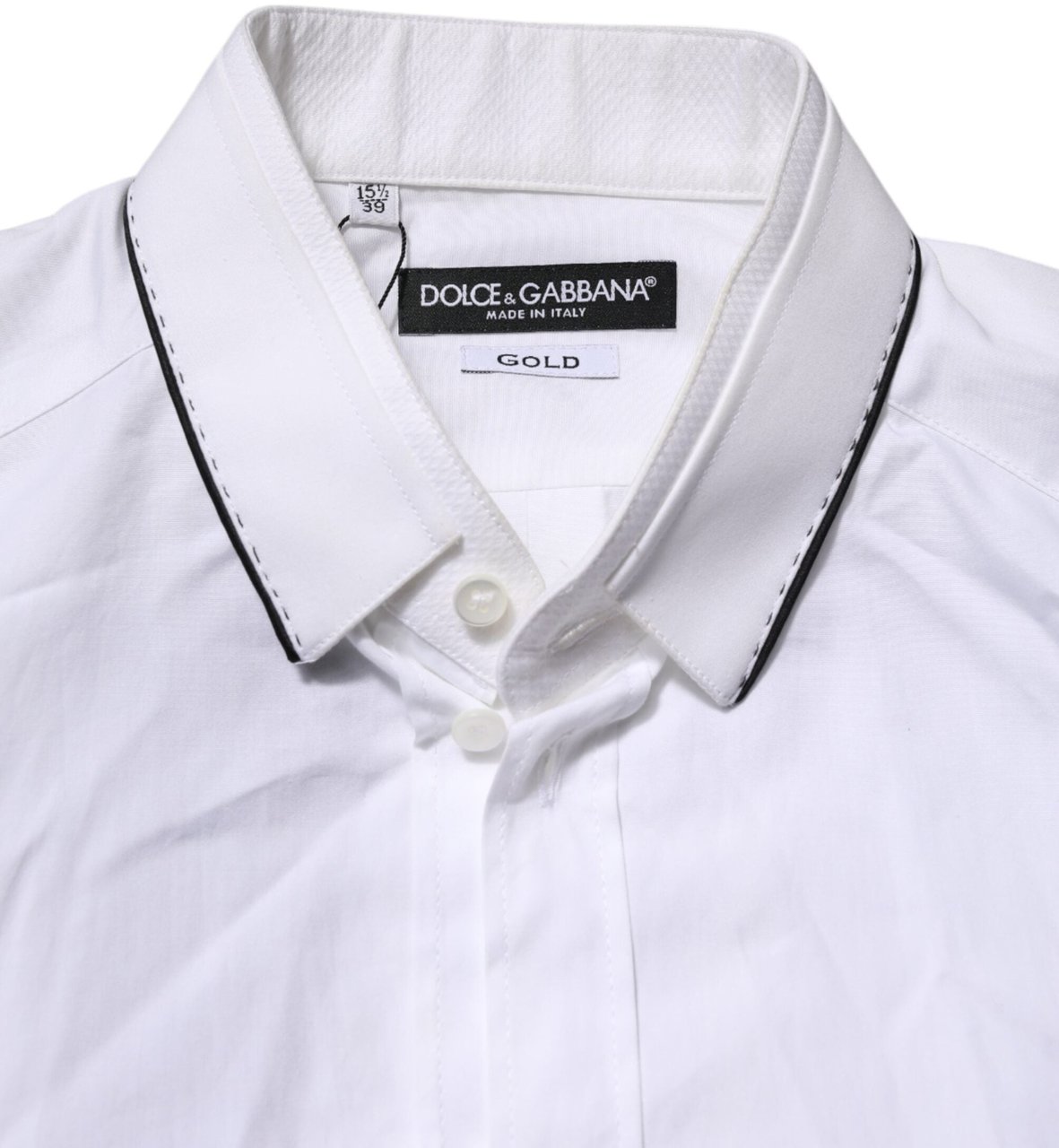 Dolce & Gabbana White Cotton GOLD Long Sleeves Formal Shirt Wit