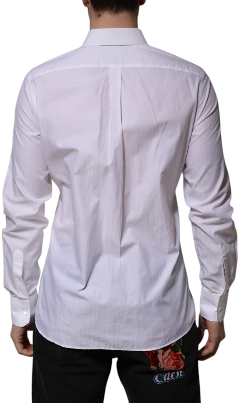 Dolce & Gabbana White Cotton MARTINI Long Sleeve Formal Shirt Wit