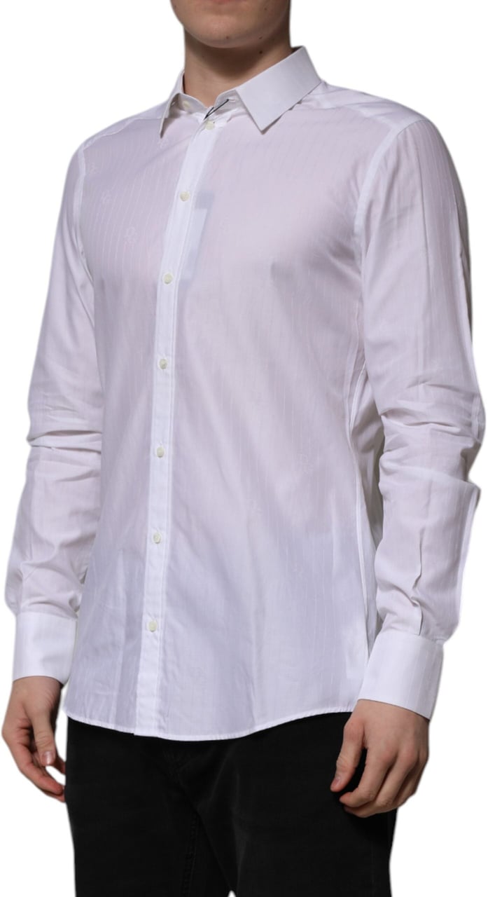 Dolce & Gabbana White Cotton MARTINI Long Sleeve Formal Shirt Wit