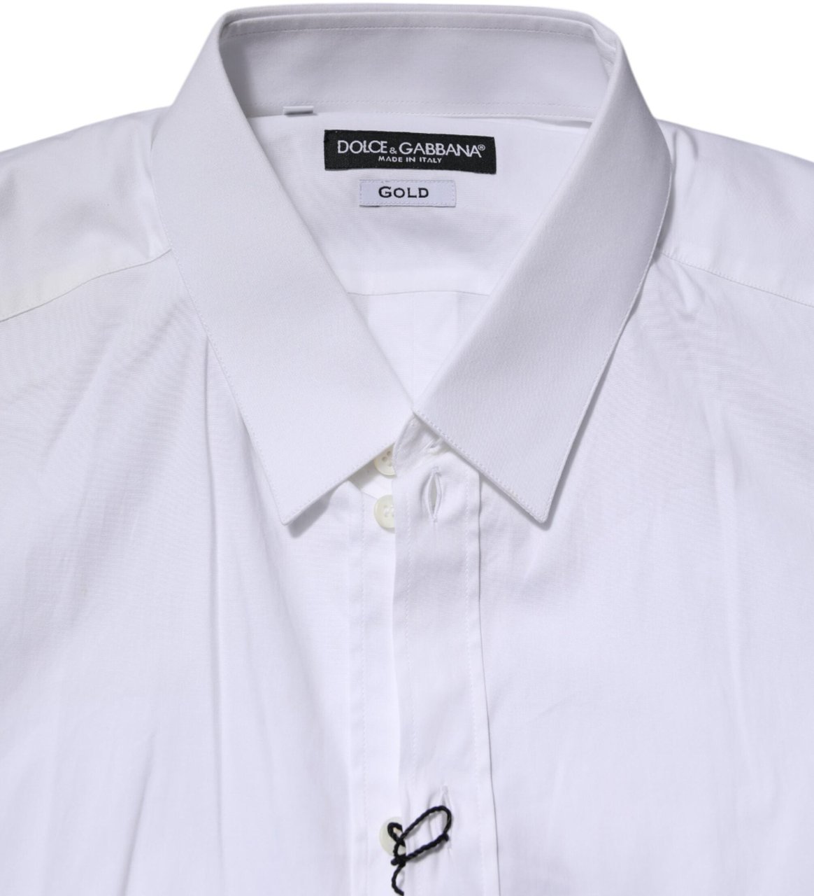 Dolce & Gabbana White Cotton GOLD Long Sleeves Formal Shirt Wit