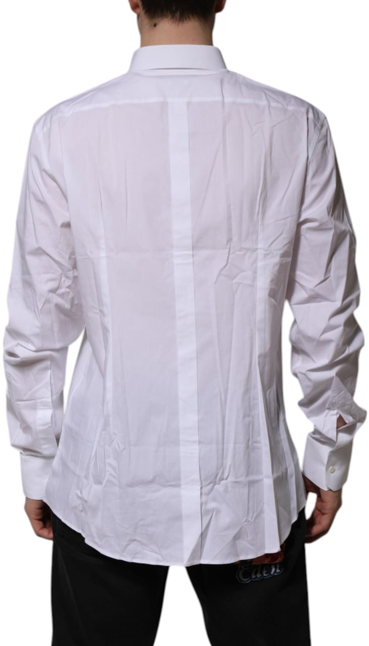 Dolce & Gabbana White Cotton GOLD Long Sleeves Formal Shirt Wit