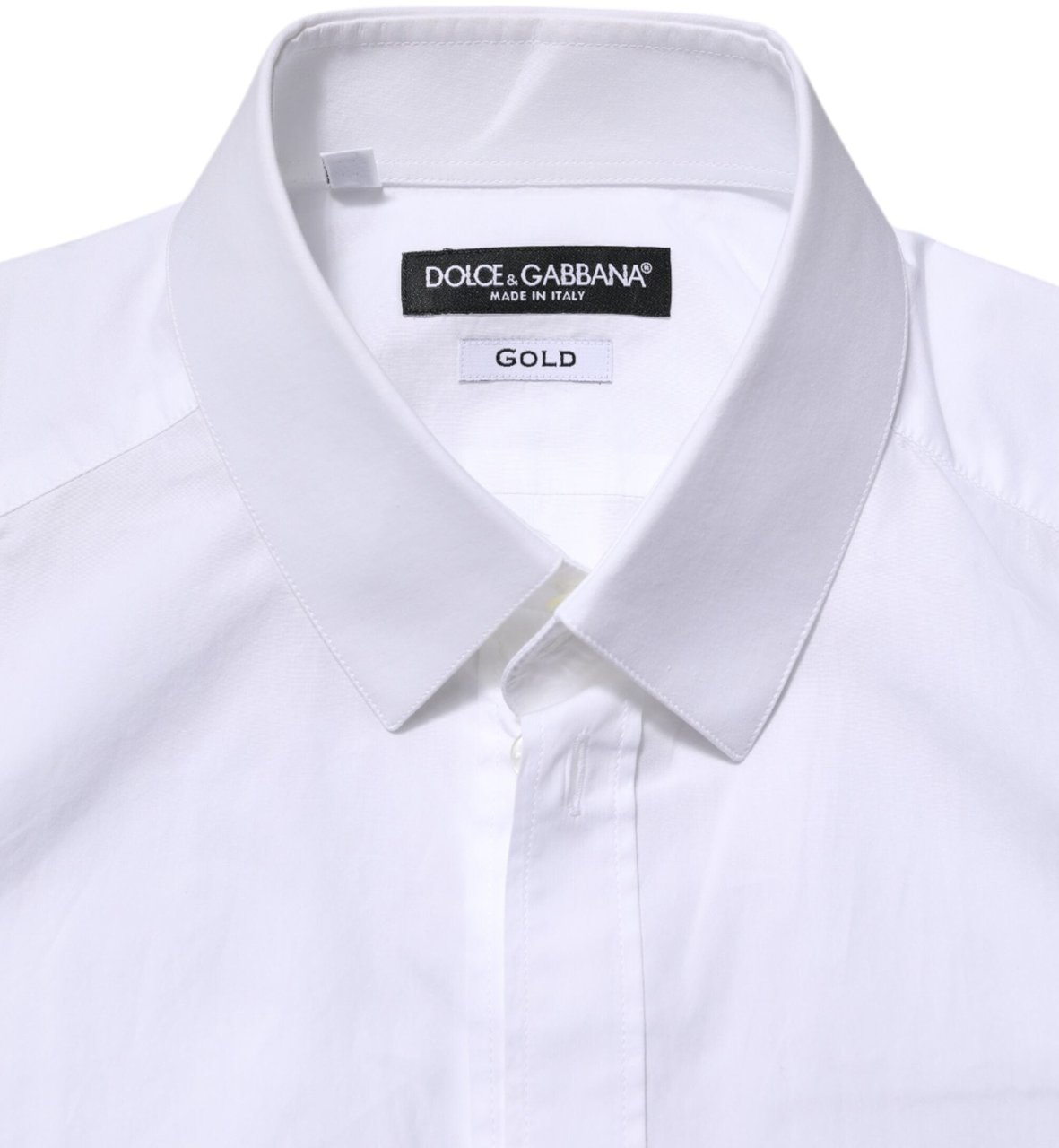 Dolce & Gabbana White GOLD Long Sleeves Dress Men Formal Shirt Wit