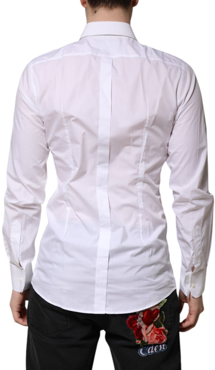 Dolce & Gabbana White GOLD Long Sleeves Dress Formal Shirt Wit