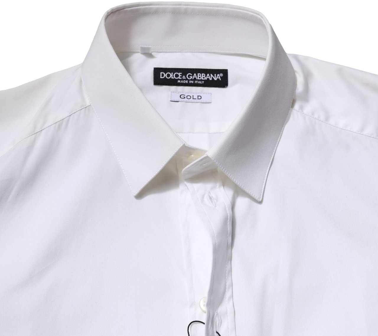 Dolce & Gabbana White Cotton Long Sleeves GOLD Formal Shirt Wit