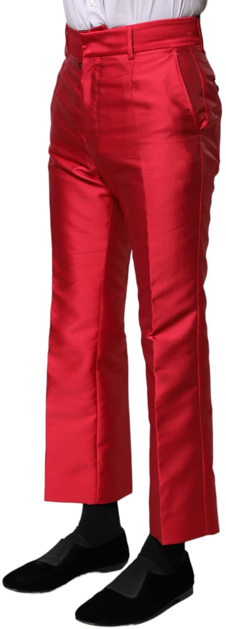 Dolce & Gabbana Red Polyester Cropped Dress Pants Rood