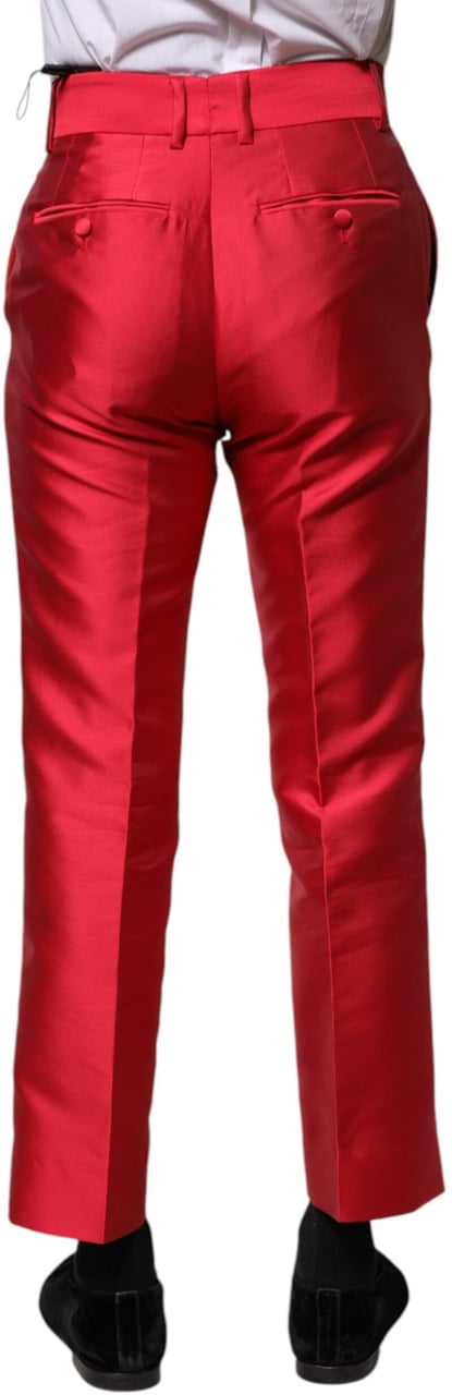 Dolce & Gabbana Red Polyester Cropped Dress Pants Rood