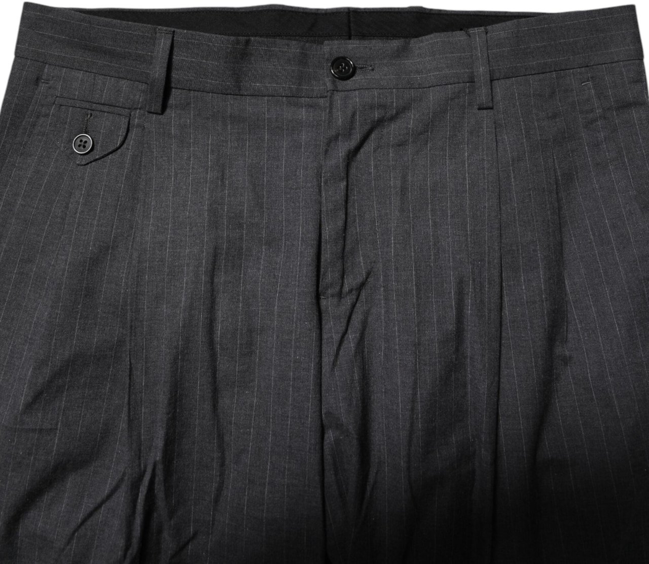 Dolce & Gabbana Gray Striped Cotton Formal Pants Grijs