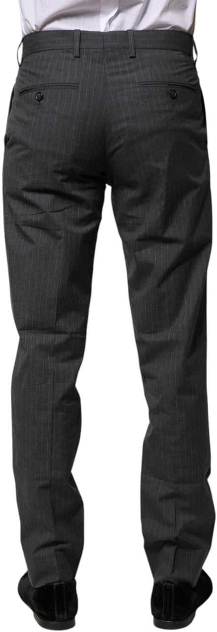 Dolce & Gabbana Gray Striped Cotton Formal Pants Grijs