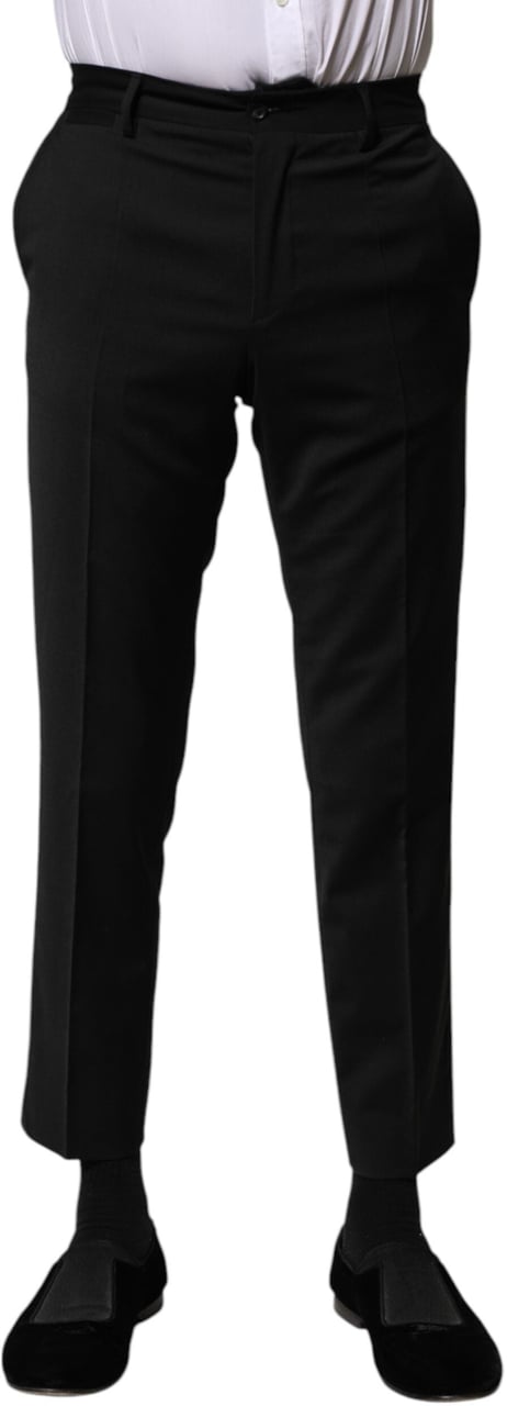 Dolce & Gabbana Black Wool Formal Men Cropped Pants Zwart