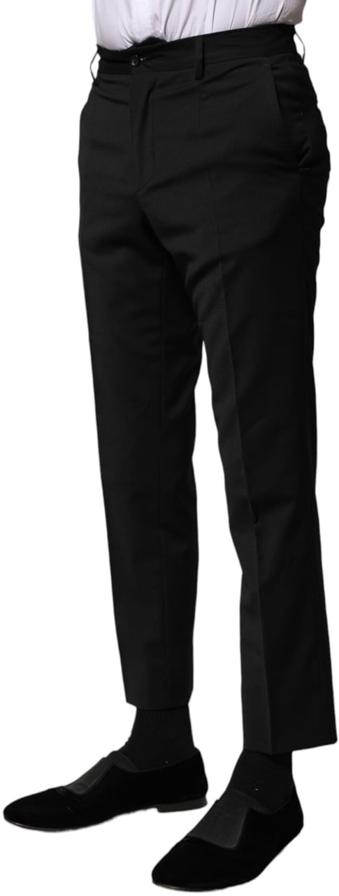 Dolce & Gabbana Black Wool Formal Men Cropped Pants Zwart