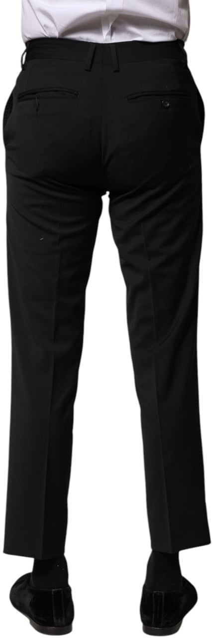 Dolce & Gabbana Black Wool Formal Men Cropped Pants Zwart