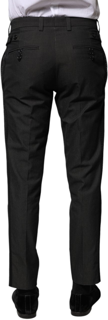 Dolce & Gabbana Gray Cotton Patterned Formal Pants Grijs
