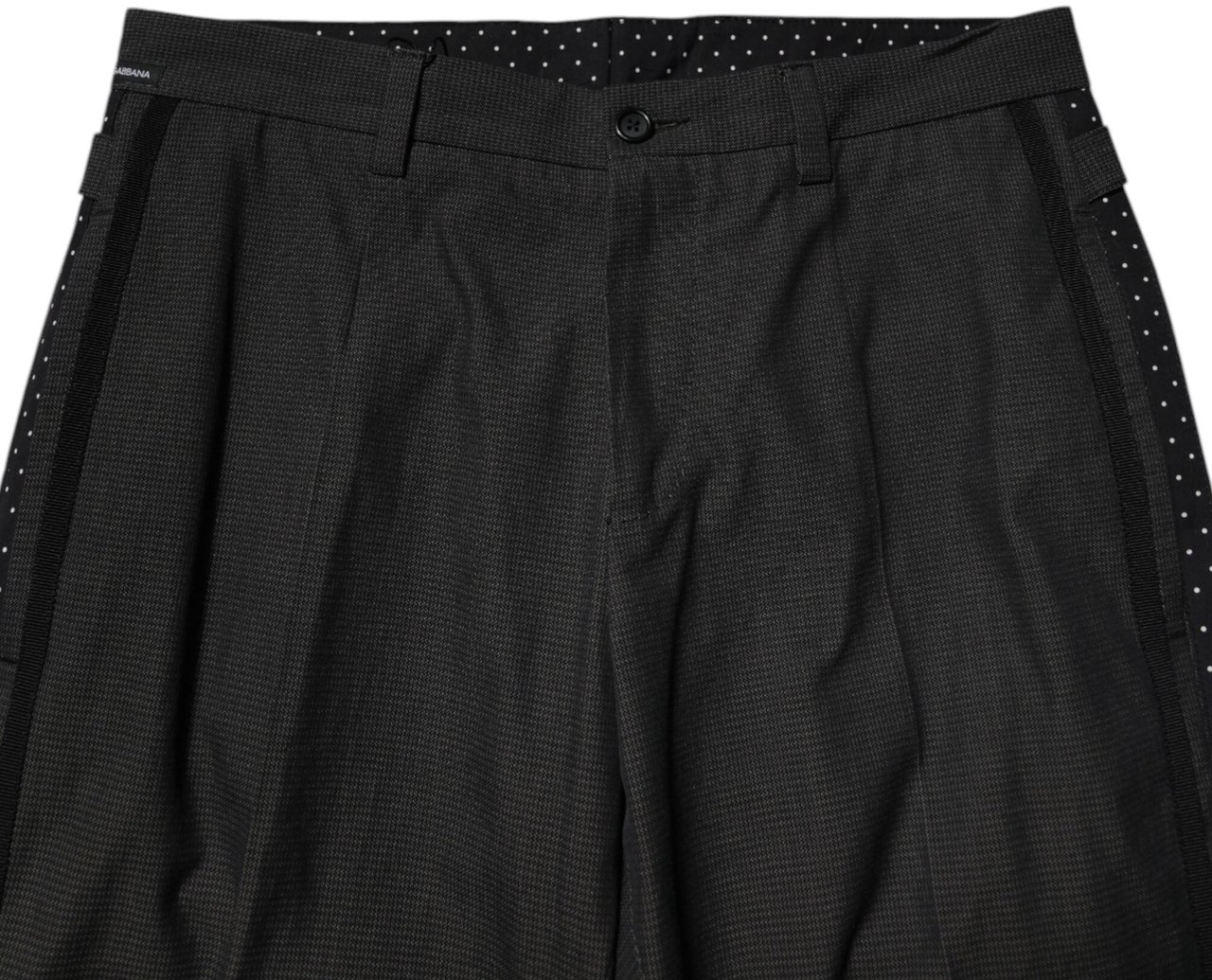 Dolce & Gabbana Gray Cotton Patterned Formal Pants Grijs