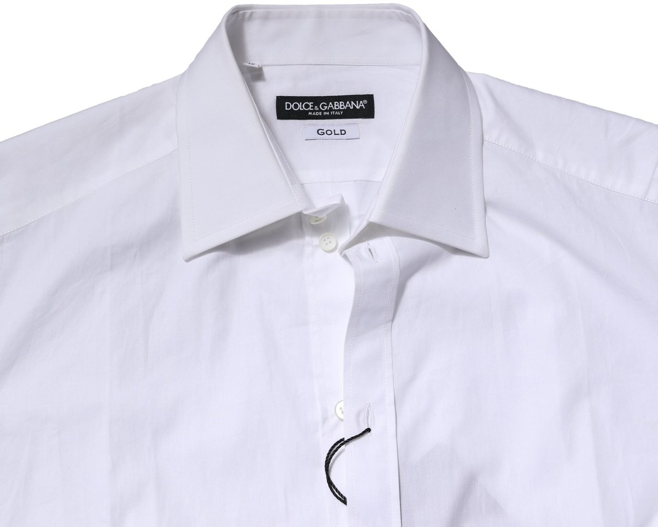 Dolce & Gabbana White Cotton Long Sleeves GOLD Formal Shirt Wit