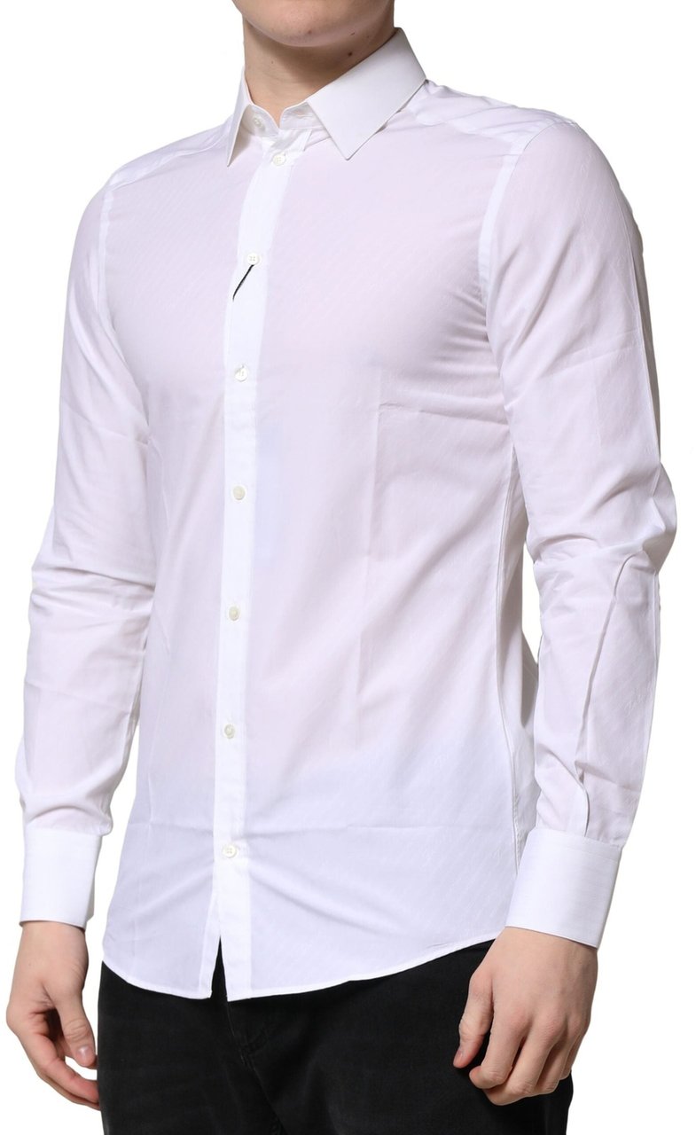 Dolce & Gabbana White MARTINI Long Sleeves Dress Formal Shirt Wit