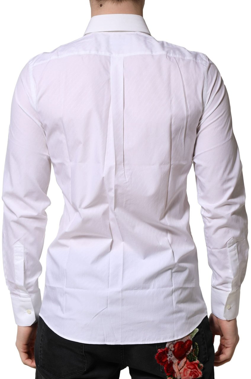 Dolce & Gabbana White MARTINI Long Sleeves Dress Formal Shirt Wit