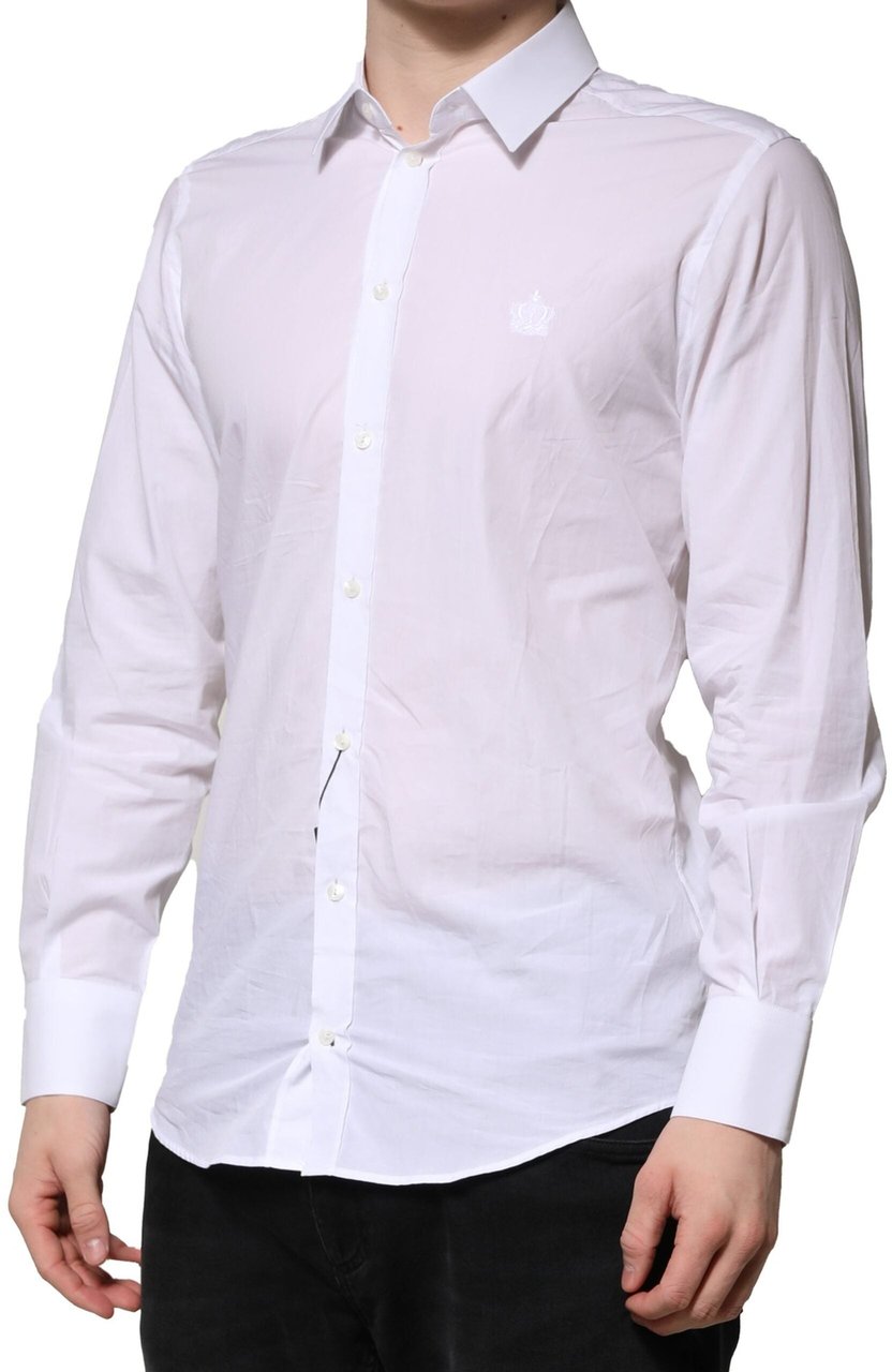 Dolce & Gabbana White MARTINI Long Sleeves Men Formal Shirt Wit