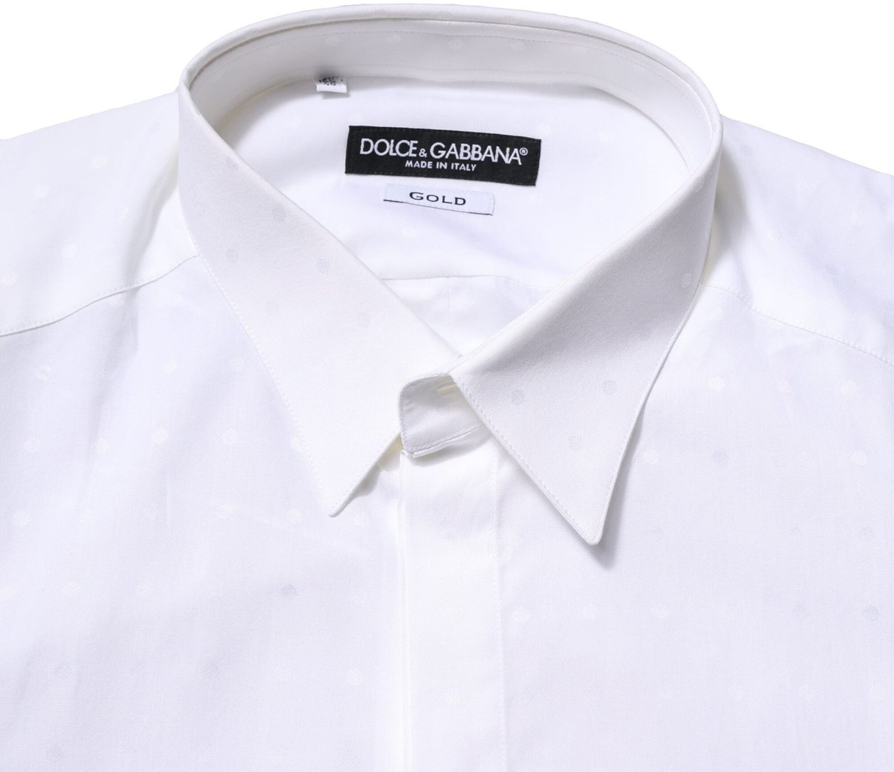 Dolce & Gabbana White Cotton GOLD Long Sleeves Formal Shirt Wit