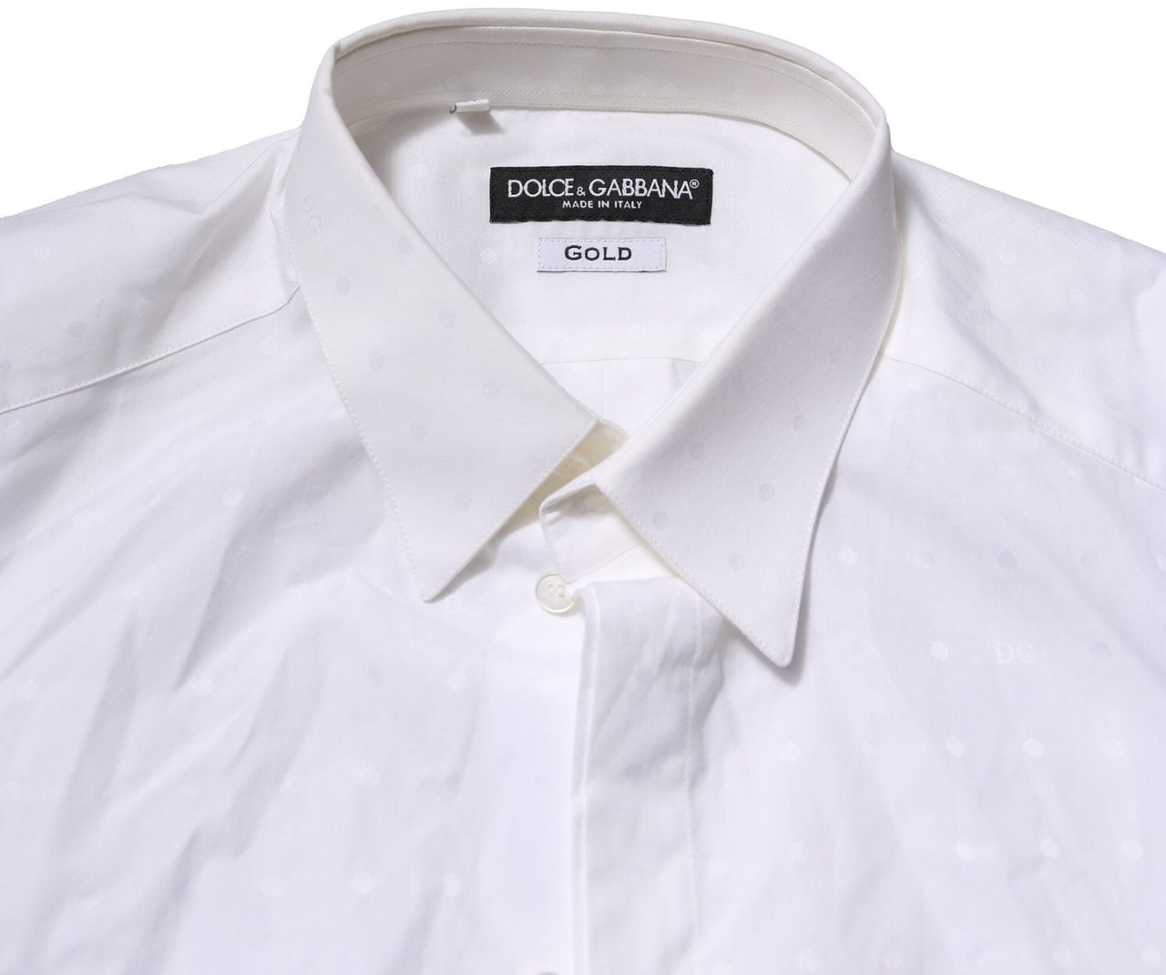 Dolce & Gabbana White GOLD Long Sleeves Dress Men Formal Shirt Wit