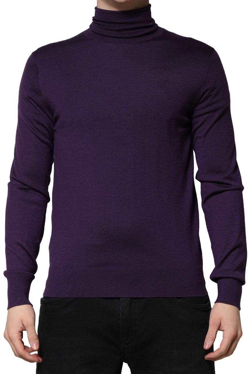 Dolce & Gabbana Purple Cashmere Turtleneck Pullover Sweater Wit