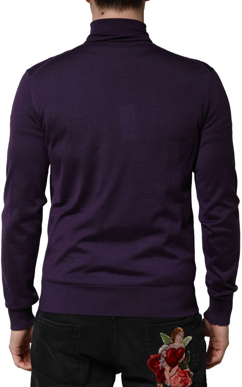 Dolce & Gabbana Purple Cashmere Turtleneck Pullover Sweater Wit