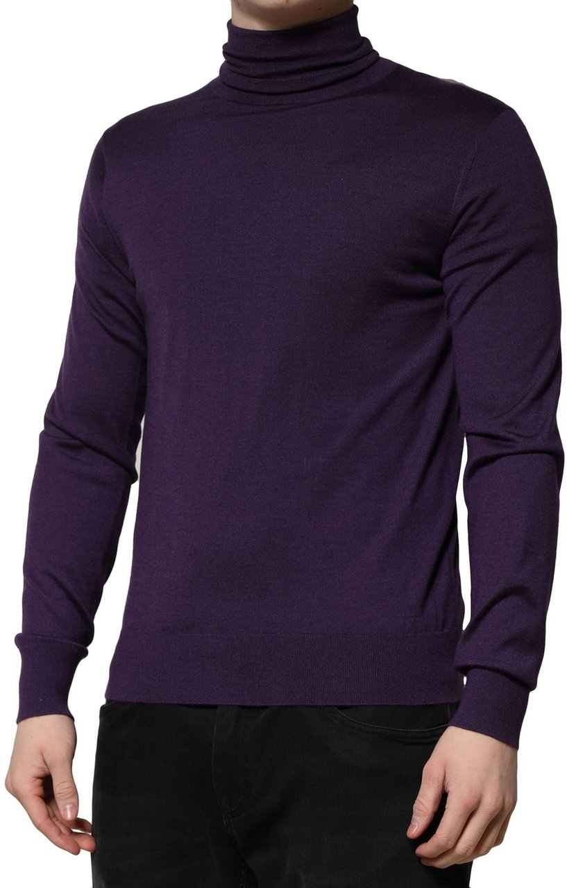 Dolce & Gabbana Purple Cashmere Turtleneck Pullover Sweater Wit