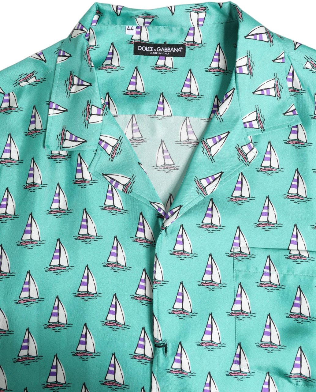 Dolce & Gabbana Green Printed Short Sleeves Casual Shirt Wit