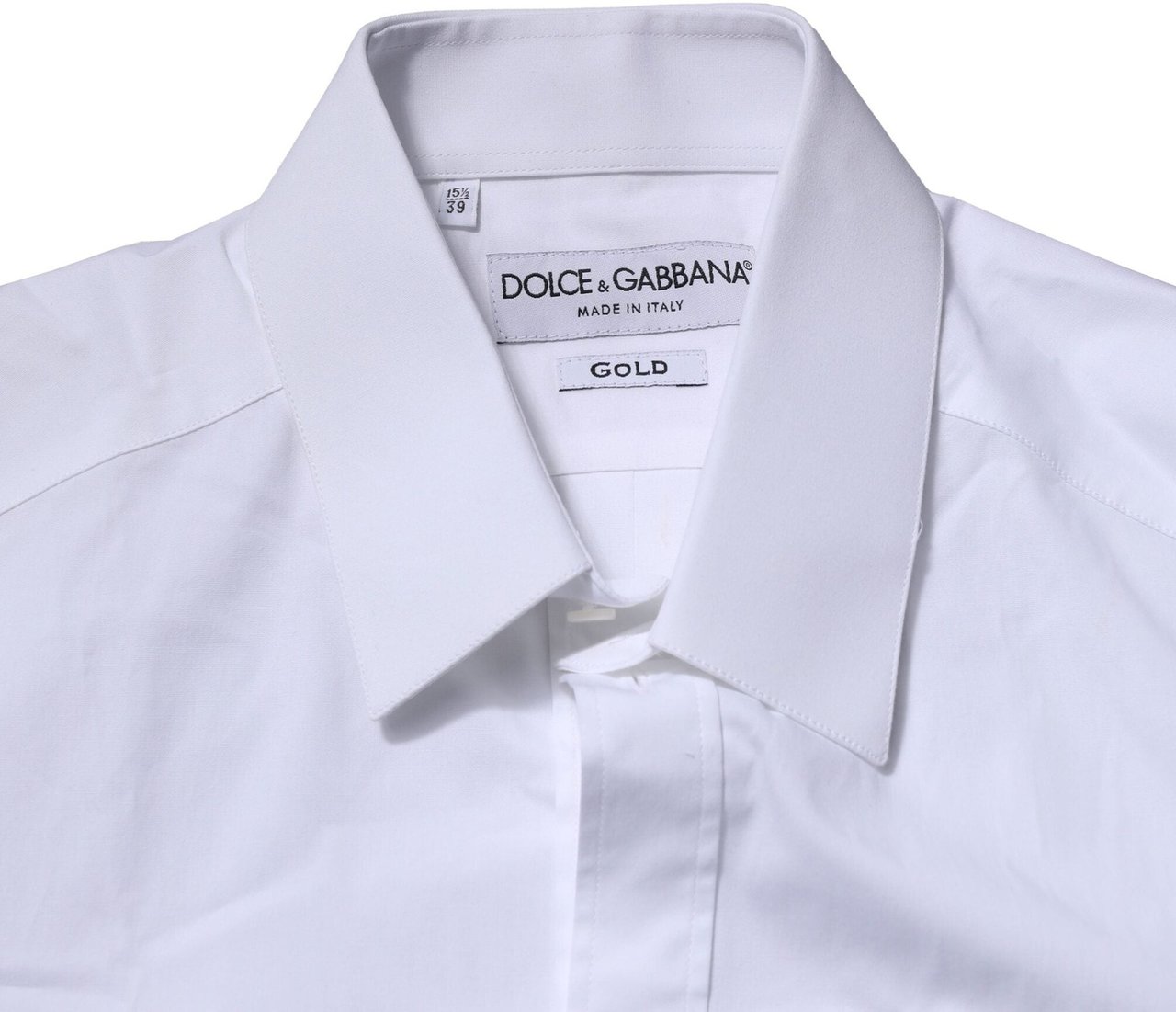 Dolce & Gabbana White Cotton GOLD Long Sleeves Formal Shirt Wit