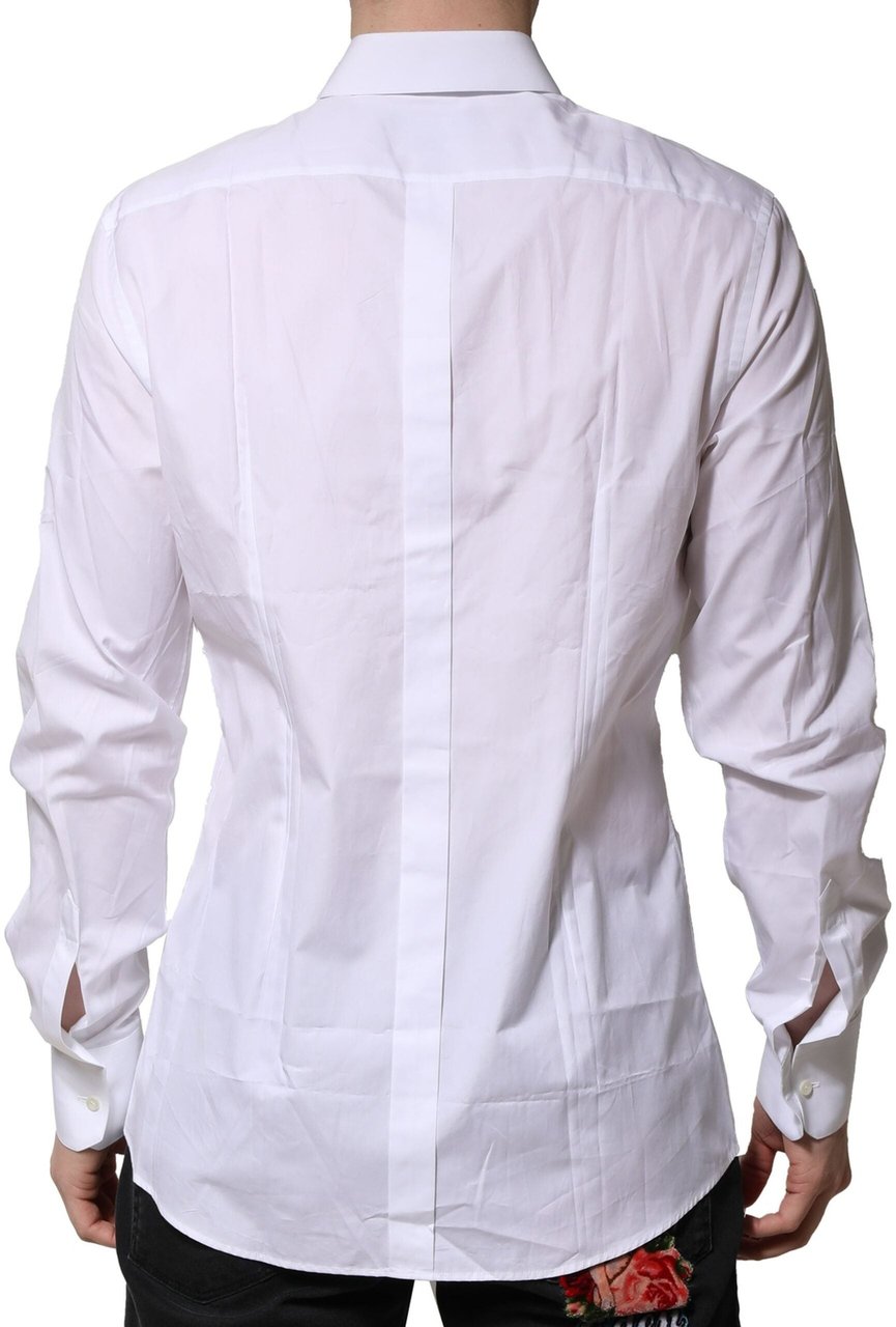 Dolce & Gabbana White Cotton GOLD Long Sleeves Formal Shirt Wit