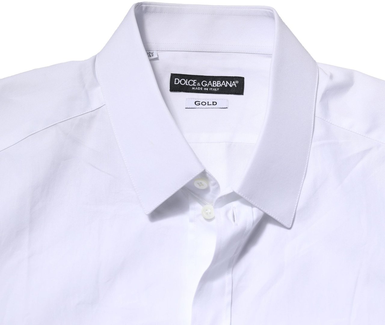 Dolce & Gabbana White Cotton GOLD Long Sleeves Formal Shirt Wit