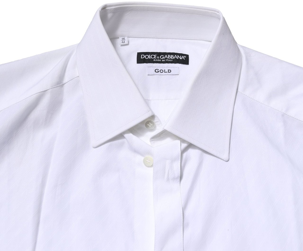 Dolce & Gabbana White Cotton GOLD Long Sleeves Formal Shirt Wit