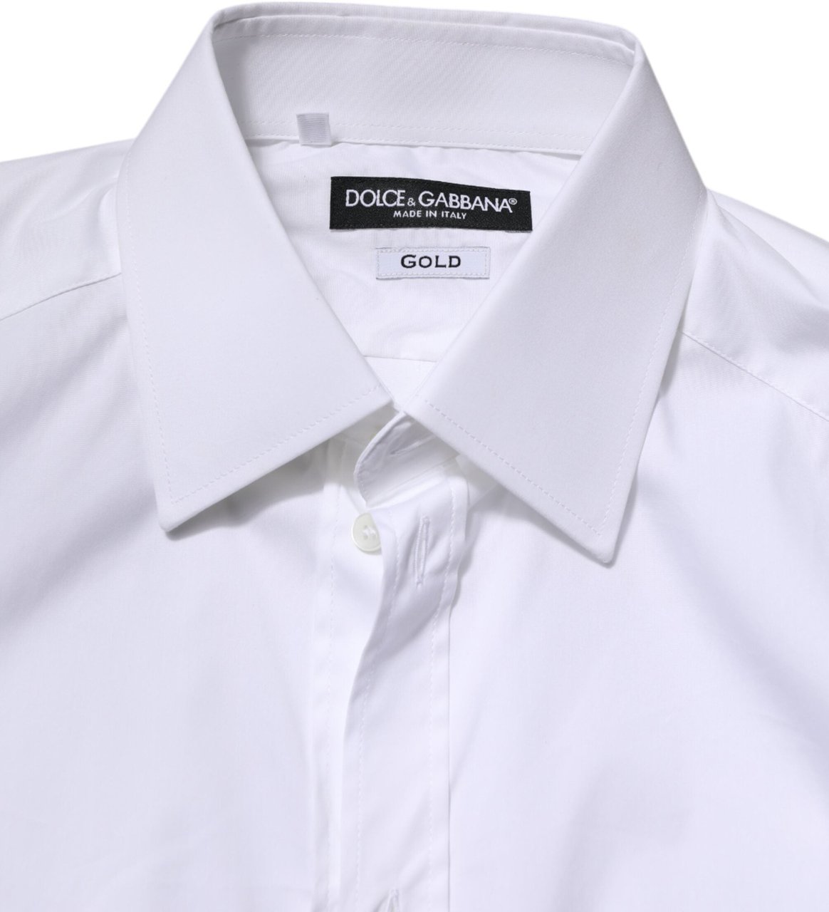 Dolce & Gabbana White Cotton GOLD Long Sleeves Formal Shirt Wit