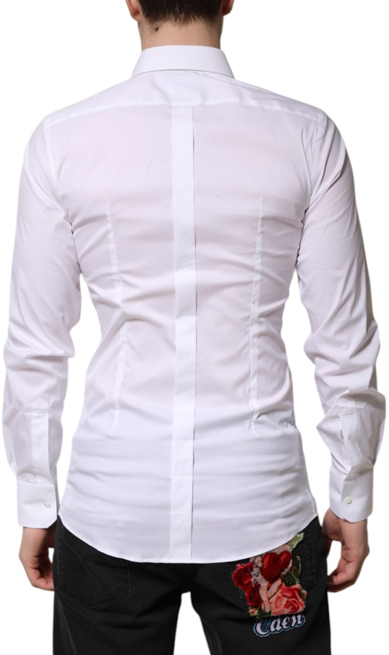 Dolce & Gabbana White Cotton GOLD Long Sleeves Formal Shirt Wit