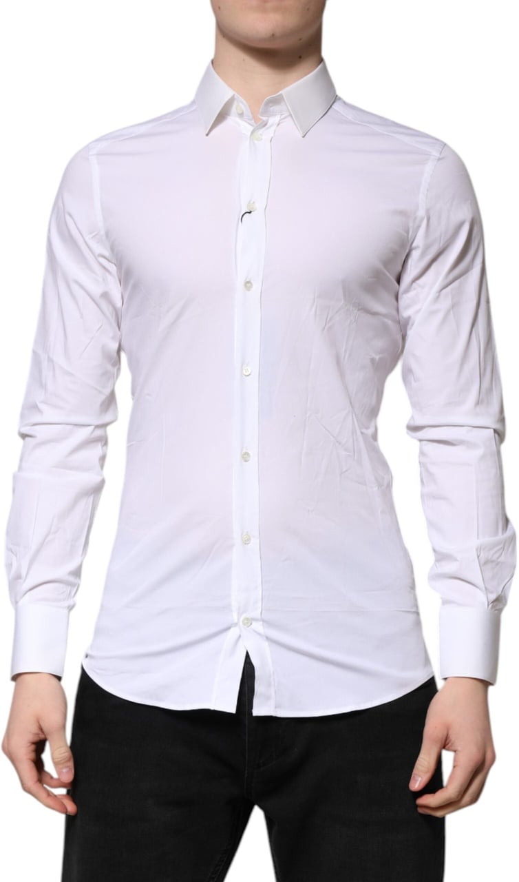 Dolce & Gabbana White GOLD Long Sleeves Dress Formal Shirt Wit