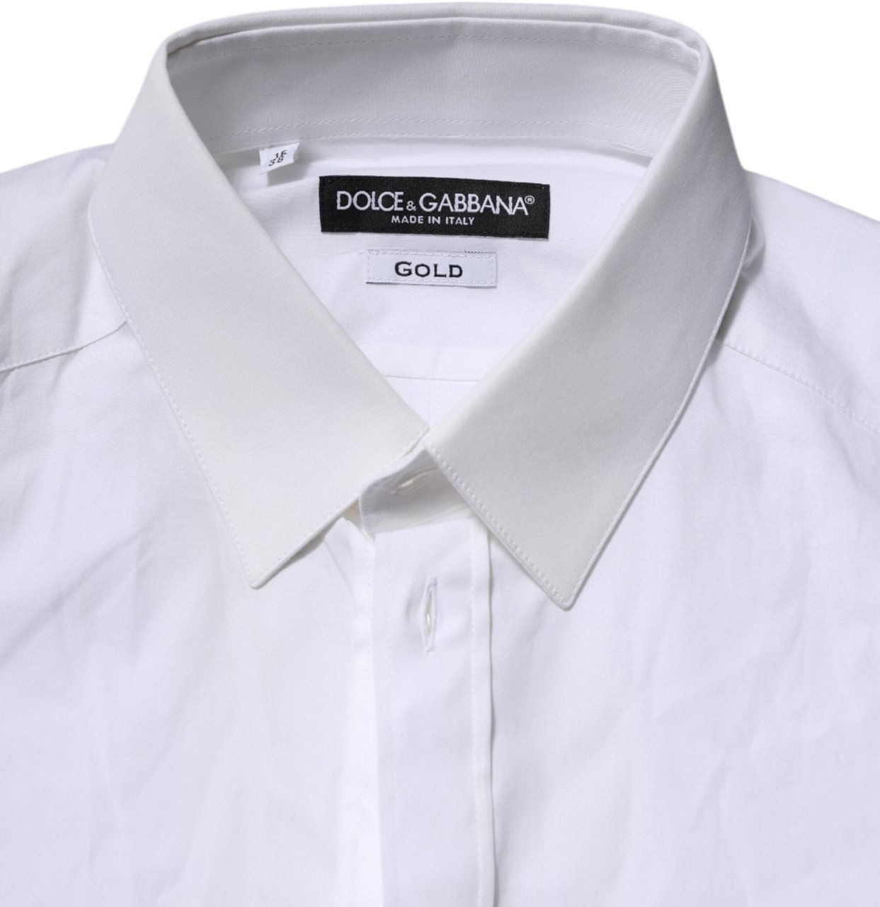 Dolce & Gabbana White GOLD Long Sleeves Dress Formal Shirt Wit
