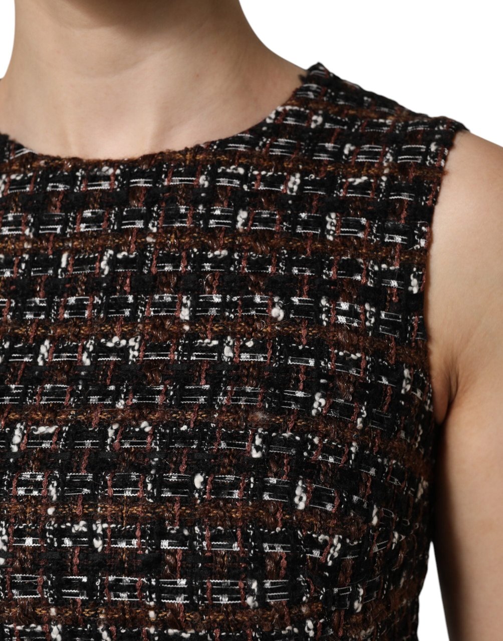 Dolce & Gabbana Multicolor Sleeveless Mini Tweed A-line Dress Divers