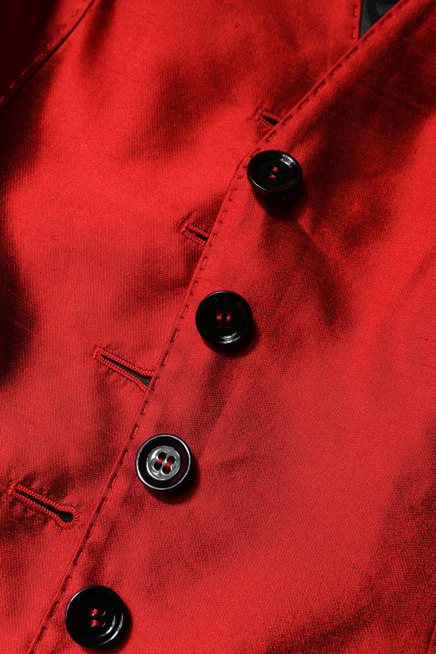 Dolce & Gabbana Red Black Button Down Sleeveless Vest Top Divers