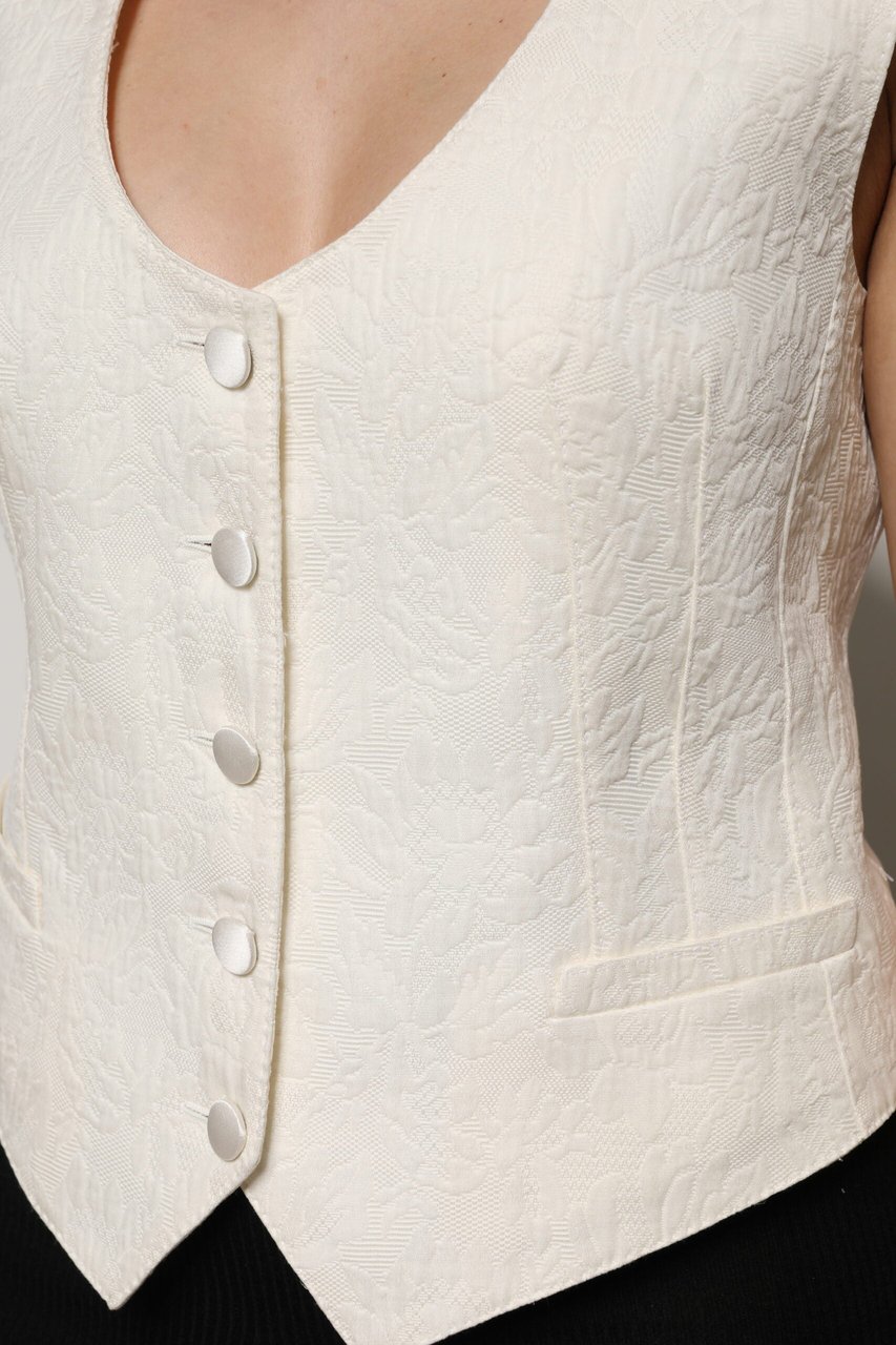 Dolce & Gabbana Ivory Cotton Button Down Sleeveless Vest Top Wit