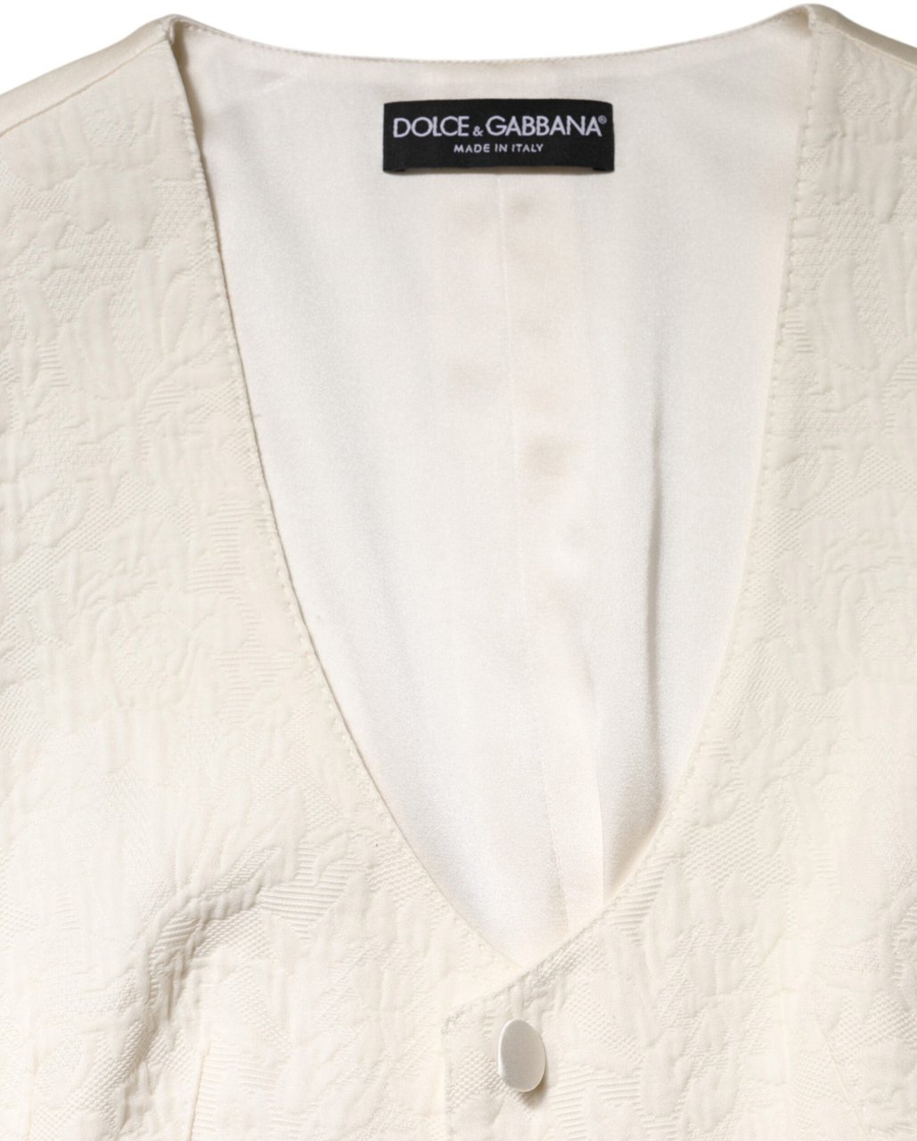 Dolce & Gabbana Ivory Cotton Button Down Sleeveless Vest Top Wit