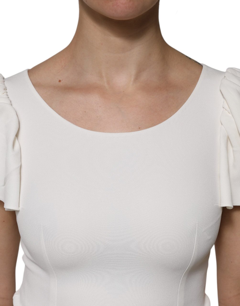 Dolce & Gabbana White Viscose Round Neck Short Sleeves Top Wit