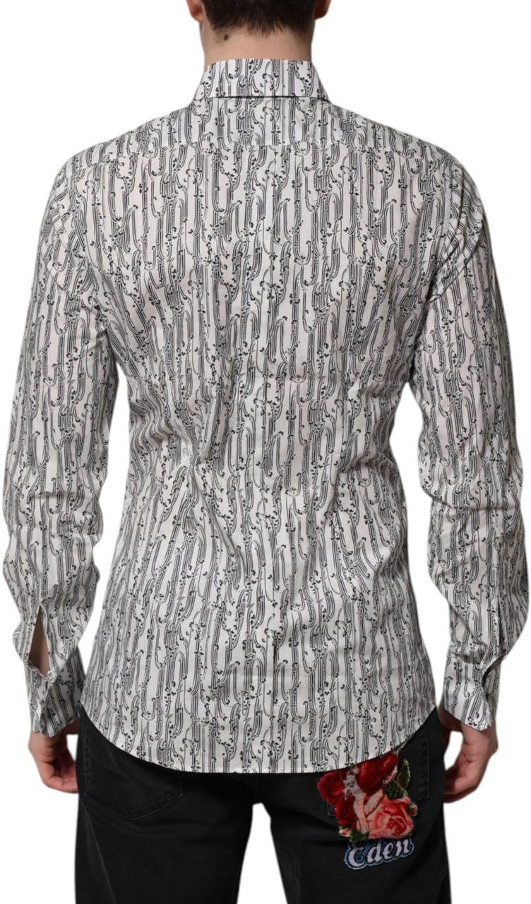 Dolce & Gabbana White Floral Print Casual Long Sleeves Shirt Wit