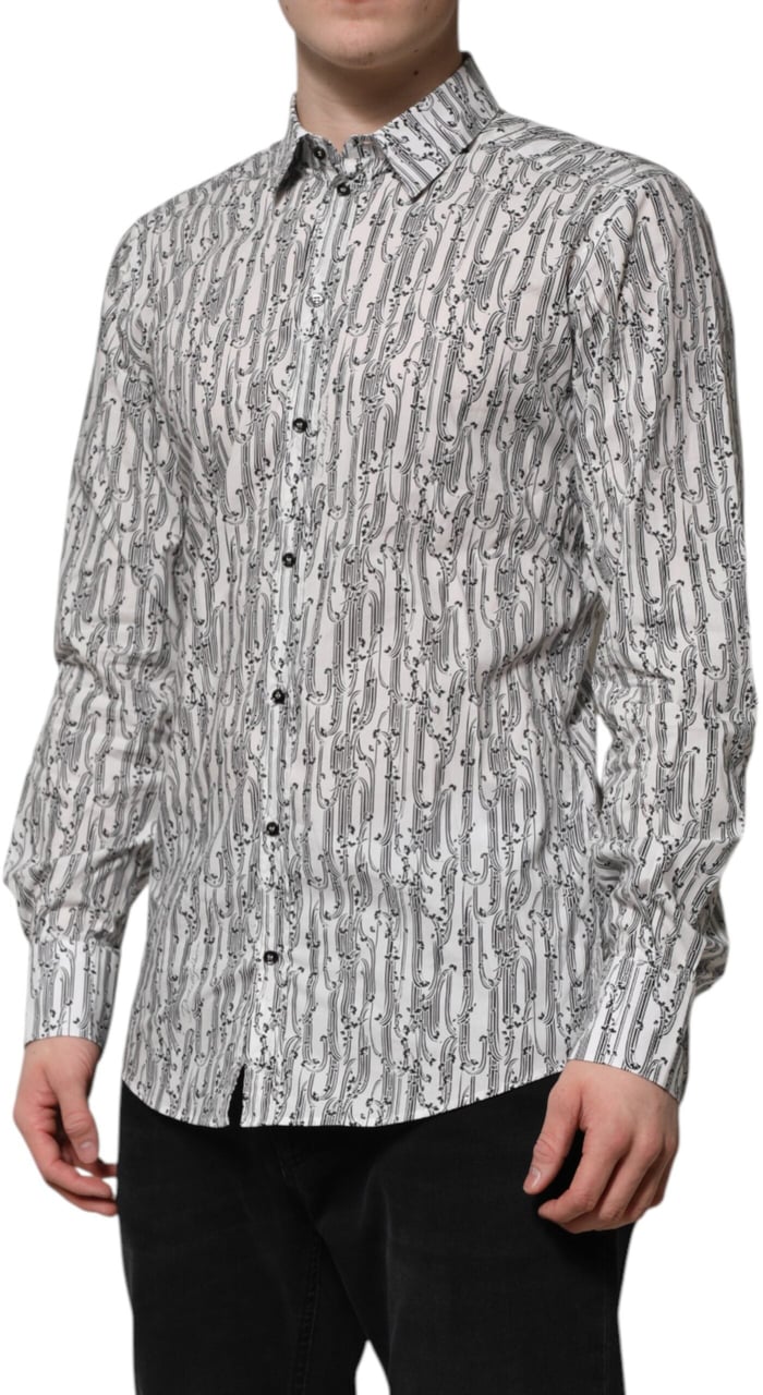 Dolce & Gabbana White Floral Print Casual Long Sleeves Shirt Wit
