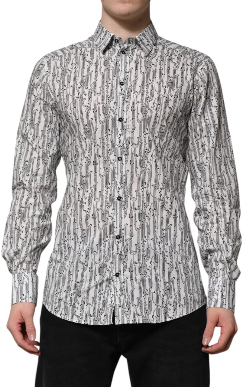 Dolce & Gabbana White Floral Print Casual Long Sleeves Shirt Wit