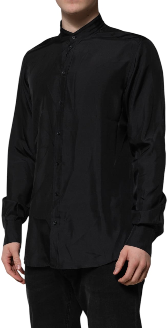 Dolce & Gabbana Dark Blue Silk MARTINI Men Formal Dress Shirt Blauw