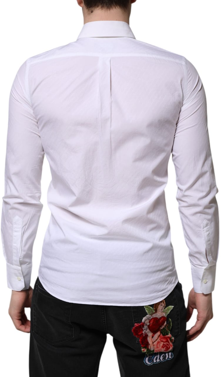 Dolce & Gabbana White Cotton MARTINI Long Sleeve Dress Shirt Wit