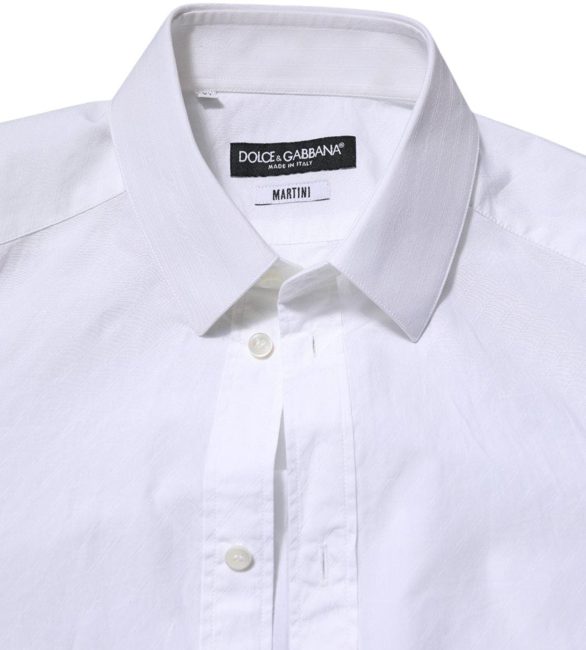 Dolce & Gabbana White Cotton MARTINI Long Sleeve Dress Shirt Wit