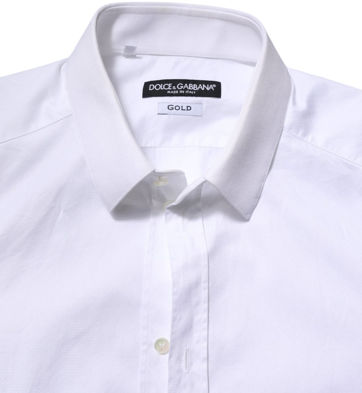 Dolce & Gabbana White Cotton GOLD Long Sleeve Men Dress Shirt Wit