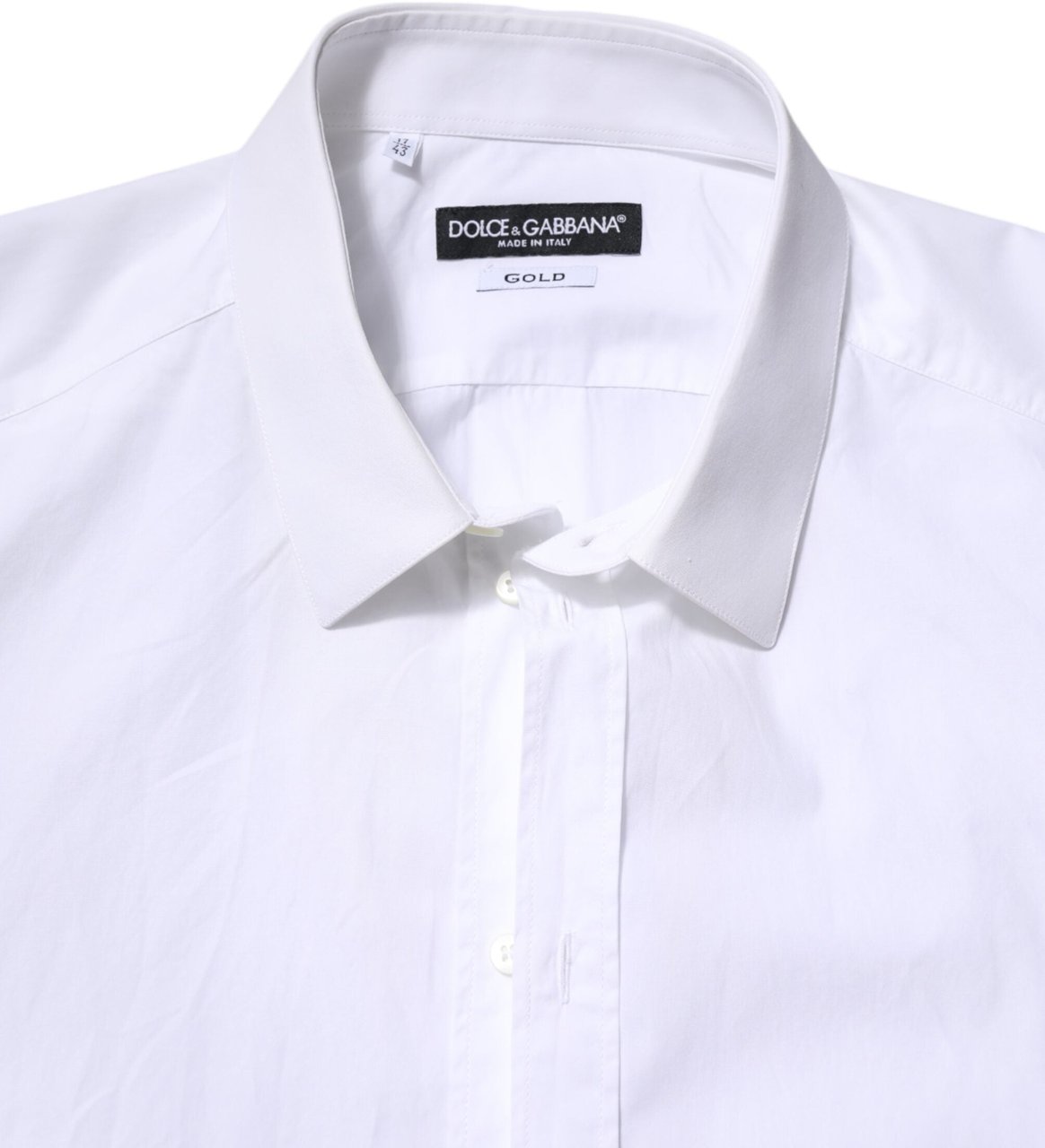 Dolce & Gabbana White Cotton GOLD Long Sleeves Dress Shirt Zwart