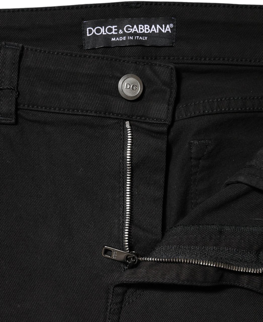 Dolce & Gabbana Black Cotton Mid Waist Denim Jeans Zwart